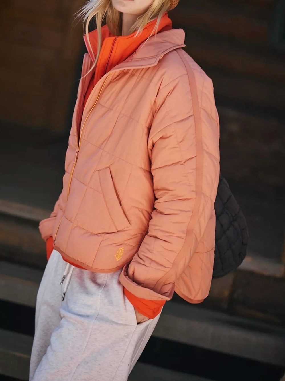Free People Pippa Packable Puffer Jacket Frosted Peach - Picture 1 of 6